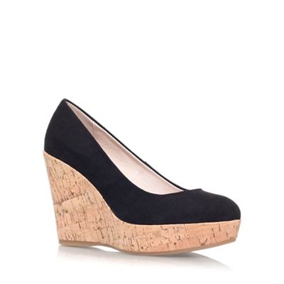 Carvela Black 'Attend' high wedge heel court shoe